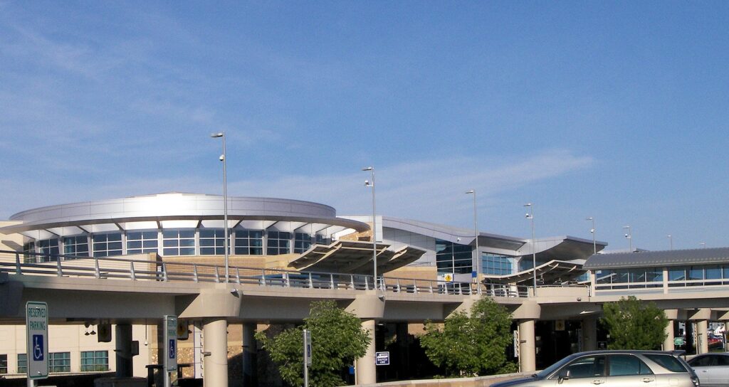 Exterior of an airport terminal building