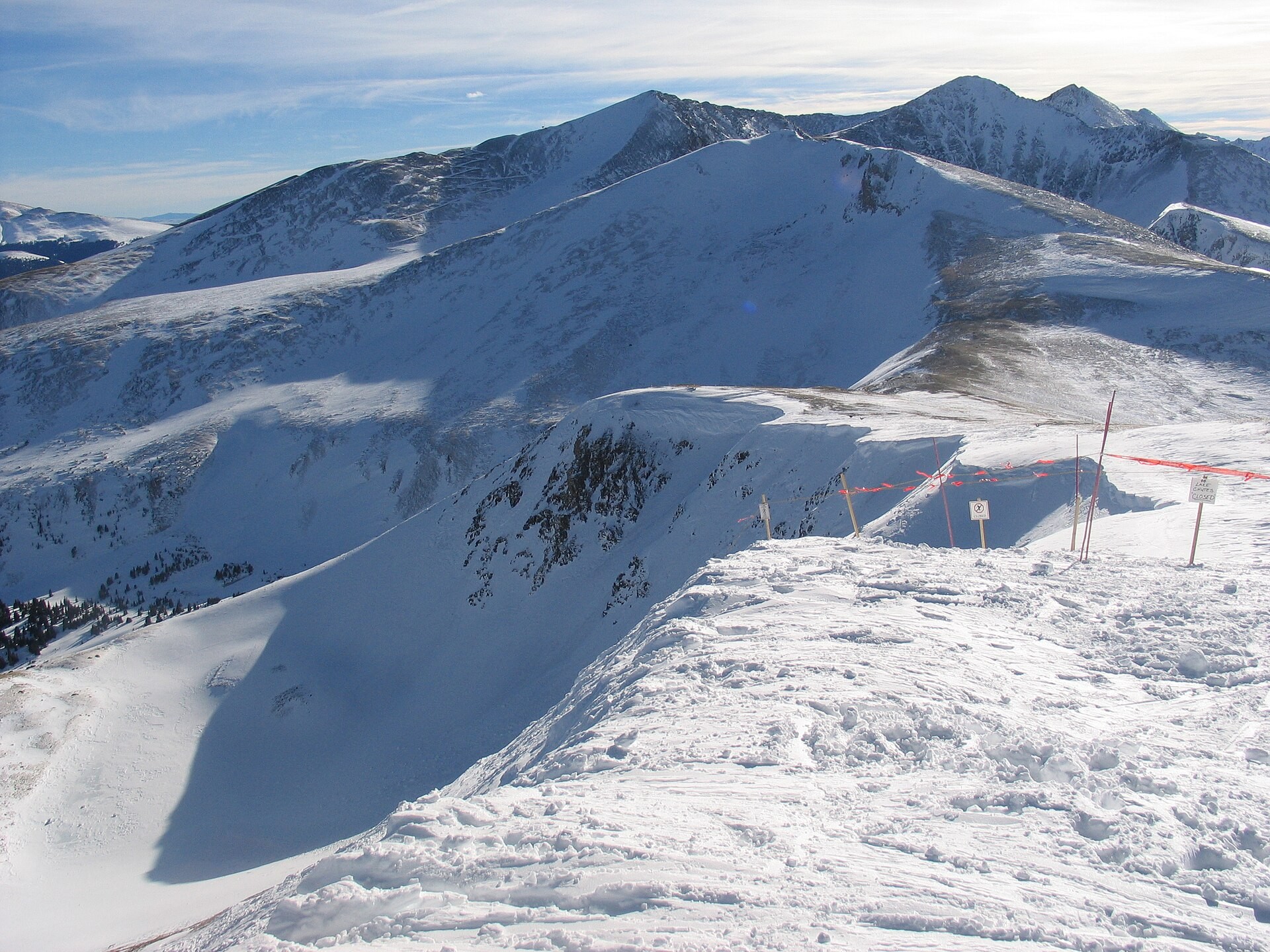 The Lake Chutes at Breckenridge Ski Resort seen from the top of Peak 8