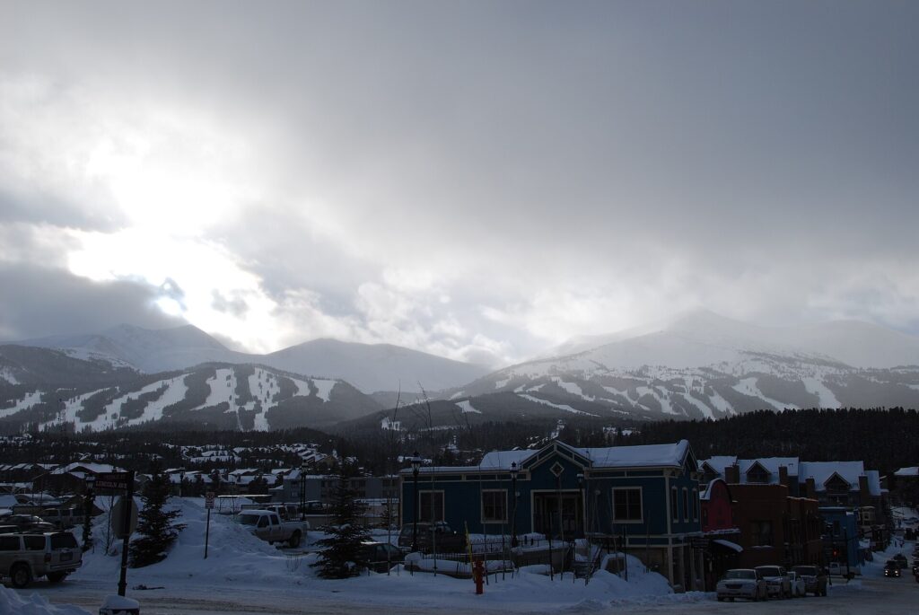 Breckenridge ski resort seen from the town of Breckenridge, Colorado