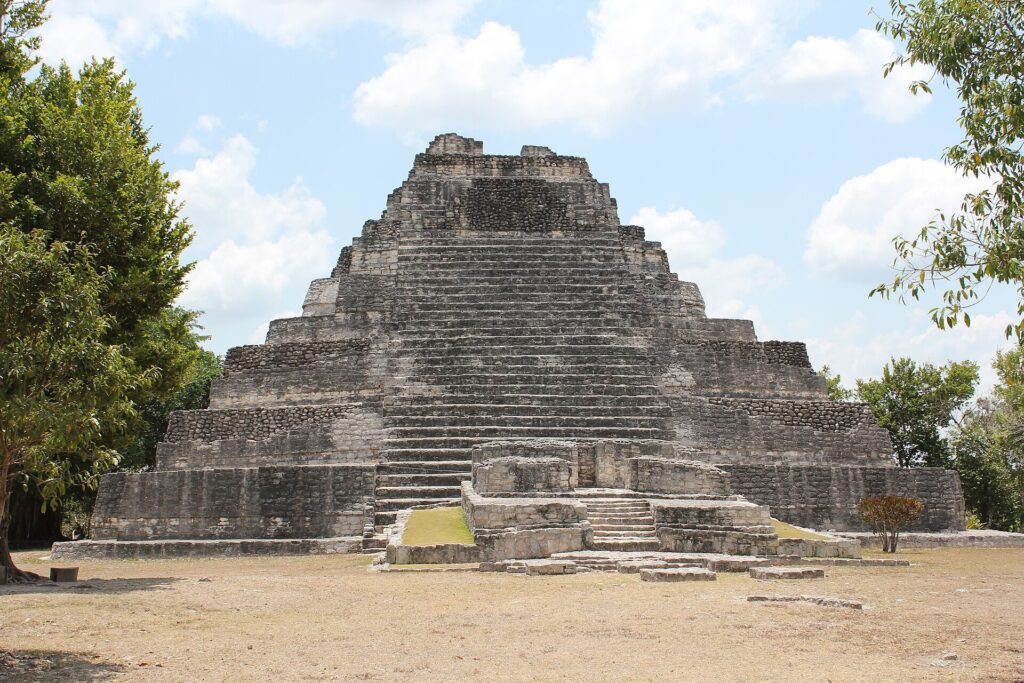 Temple I, the main stepped pyramid at the Chacchoben Mayan ruins near Costa Maya