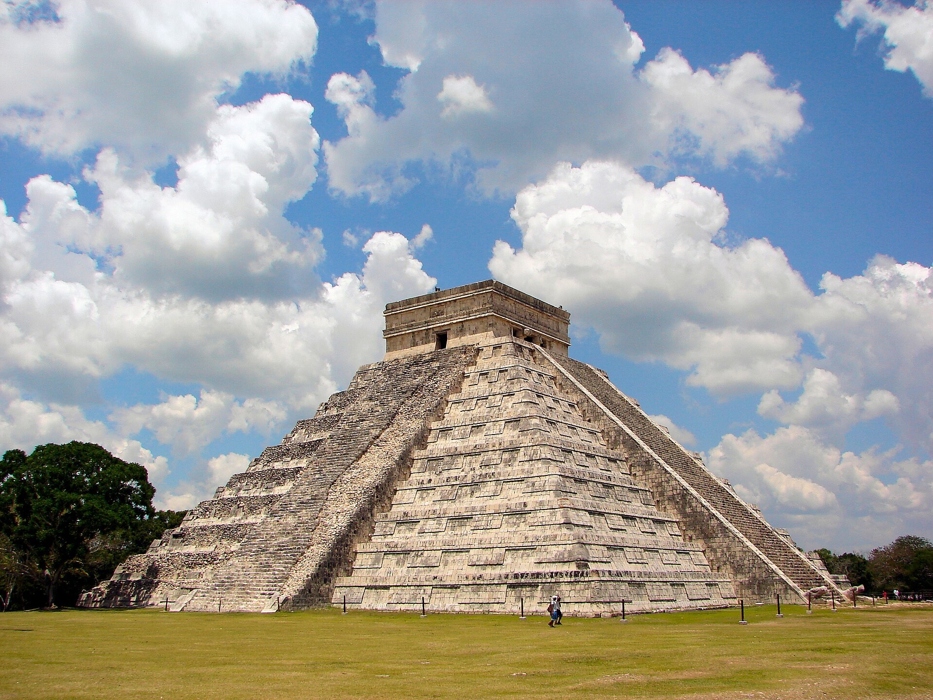 El Castillo, the stepped pyramid at Chichen Itza, seen from the east side of the plaza
