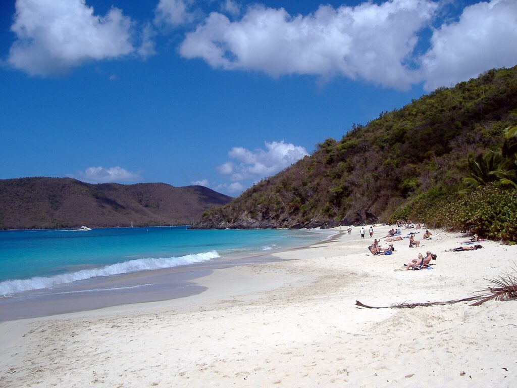 The beach at Cinnamon Bay on St. John's North Shore Road
