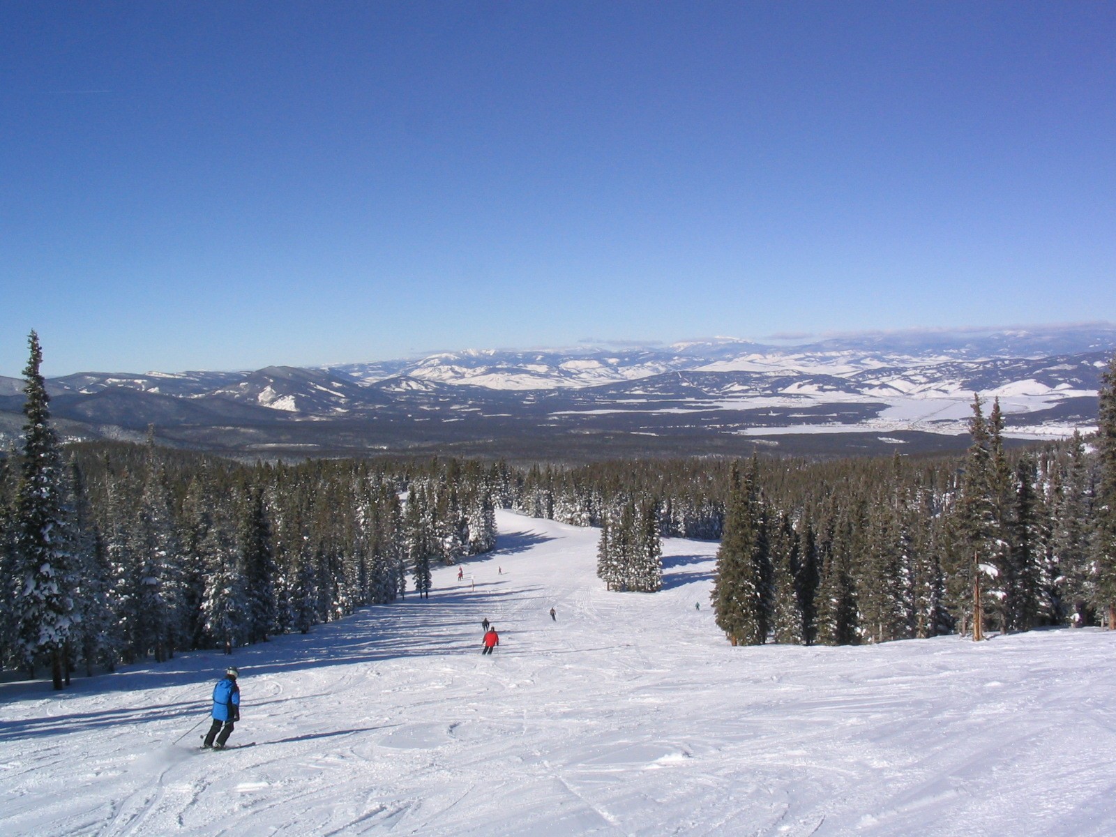A ski trail near the top of Winter Park Resort in the Colorado mountains