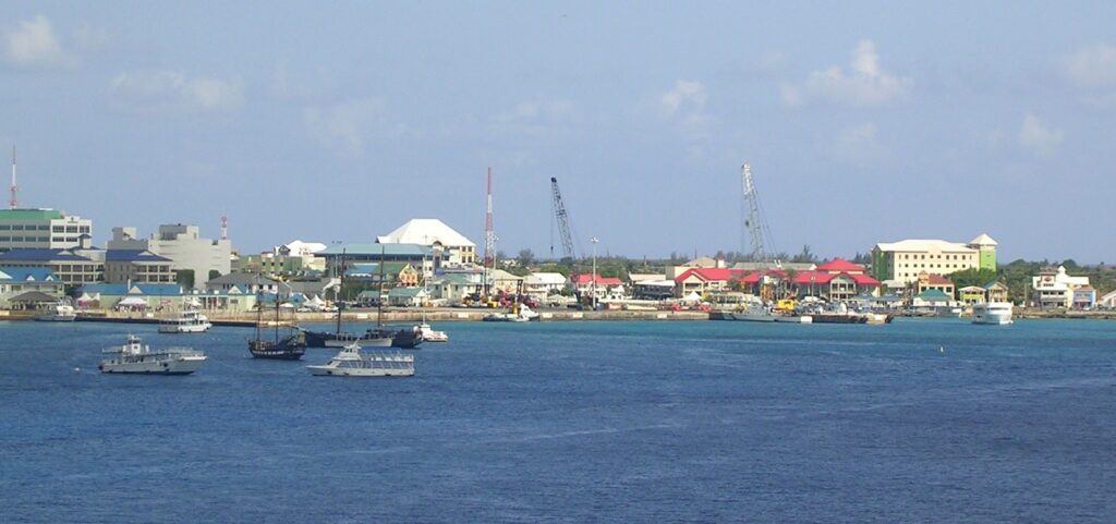 George Town Harbour in Grand Cayman where cruise ship tenders land