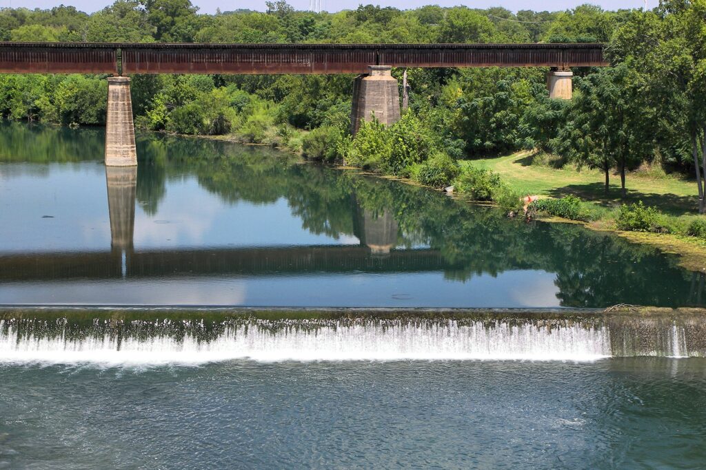 The Guadalupe River near New Braunfels, Texas, seen from the Faust Street Bridge
