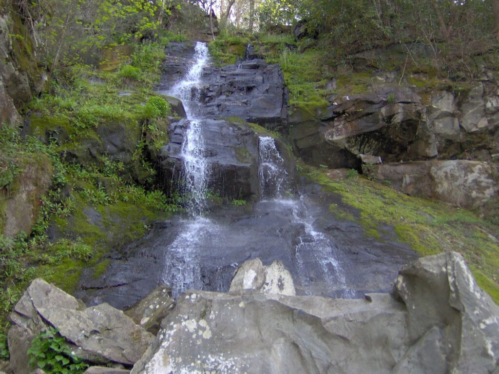 Hen Wallow Falls dropping about 90 feet off Gabes Mountain Trail in Great Smoky Mountains National Park
