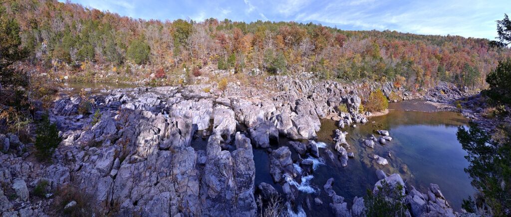 The shut-ins gorge on the East Fork Black River at Johnson's Shut-Ins State Park in fall