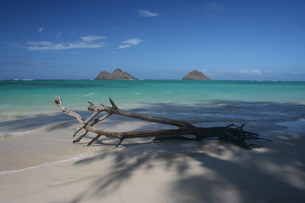Lanikai Beach on Oahu's windward side with the Mokulua islands offshore