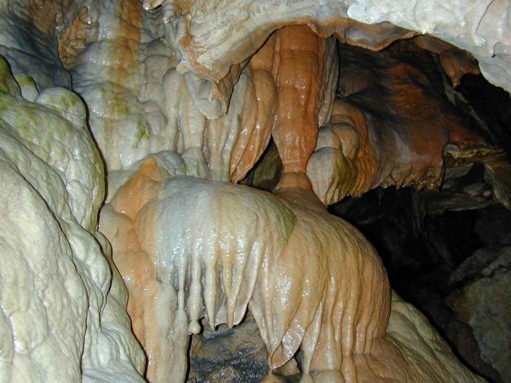 Cave formations inside Linville Caverns in North Carolina