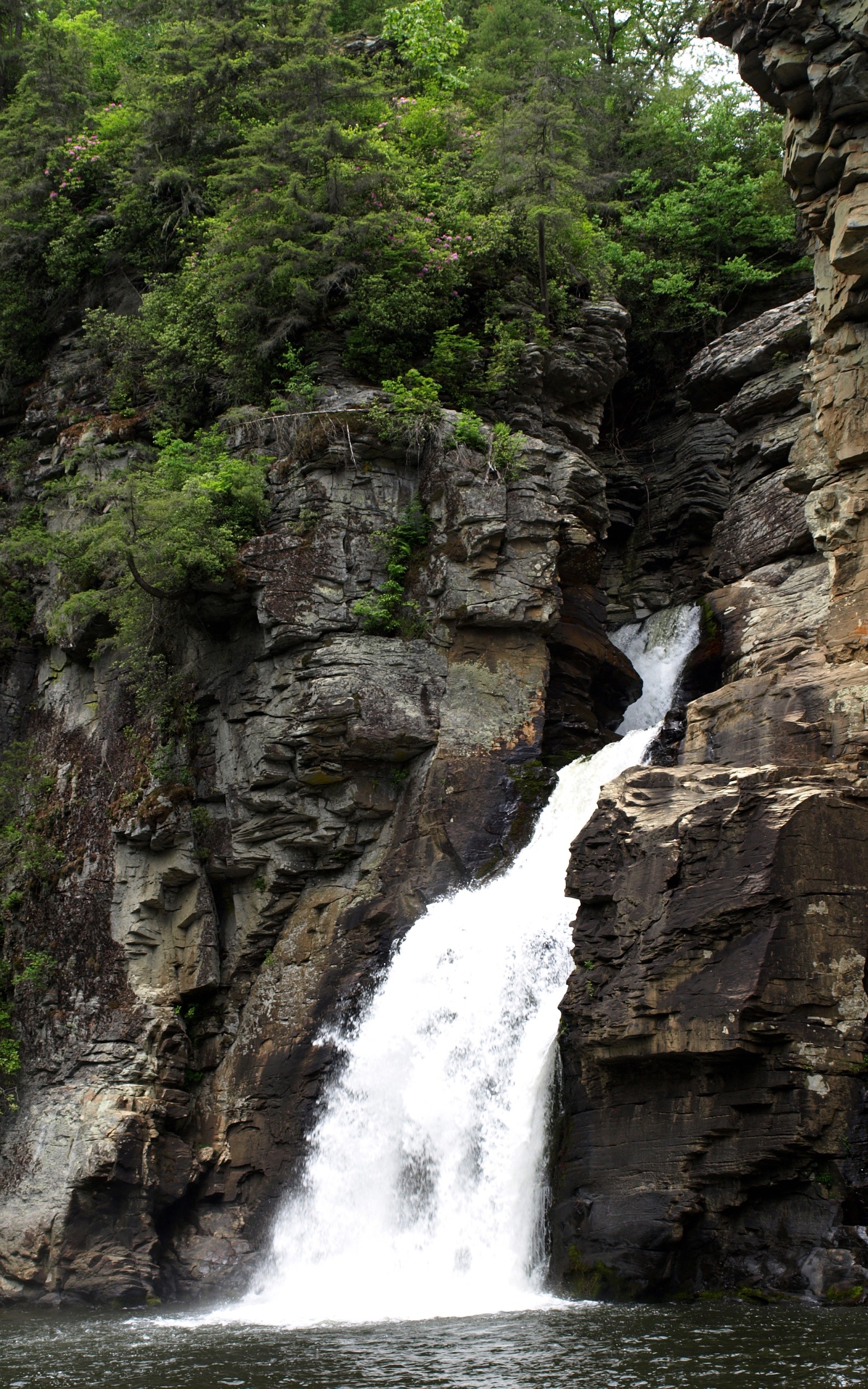 Linville Falls dropping through a rock gorge on the Blue Ridge Parkway