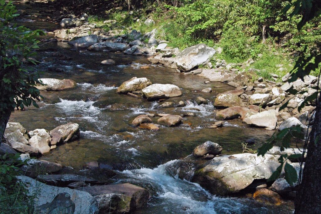 Boulders in the Little River near Elkmont in the Great Smoky Mountains