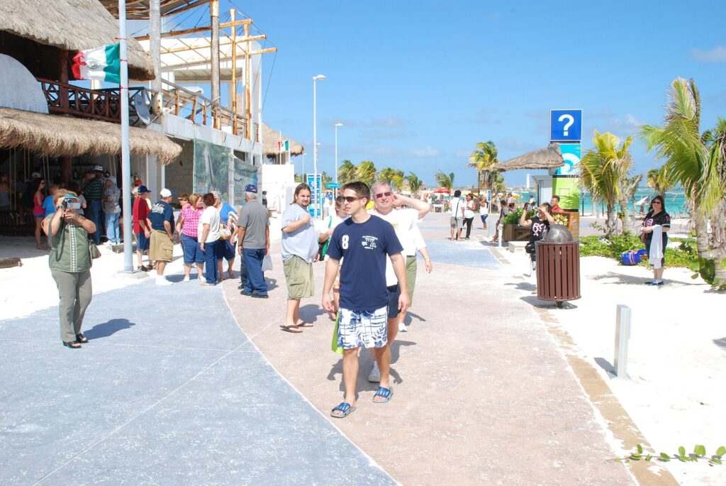 The Malecon beachfront walkway in Mahahual near the Costa Maya cruise port