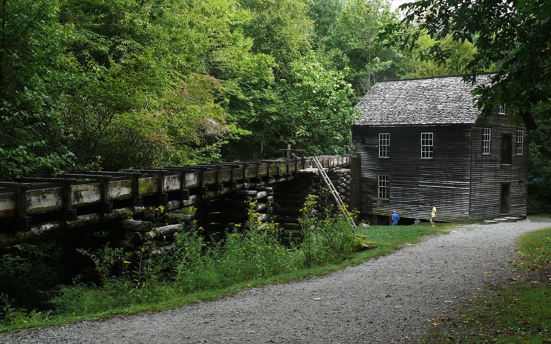 Mingus Mill, a historic water-powered grist mill near the Oconaluftee entrance to Great Smoky Mountains National Park