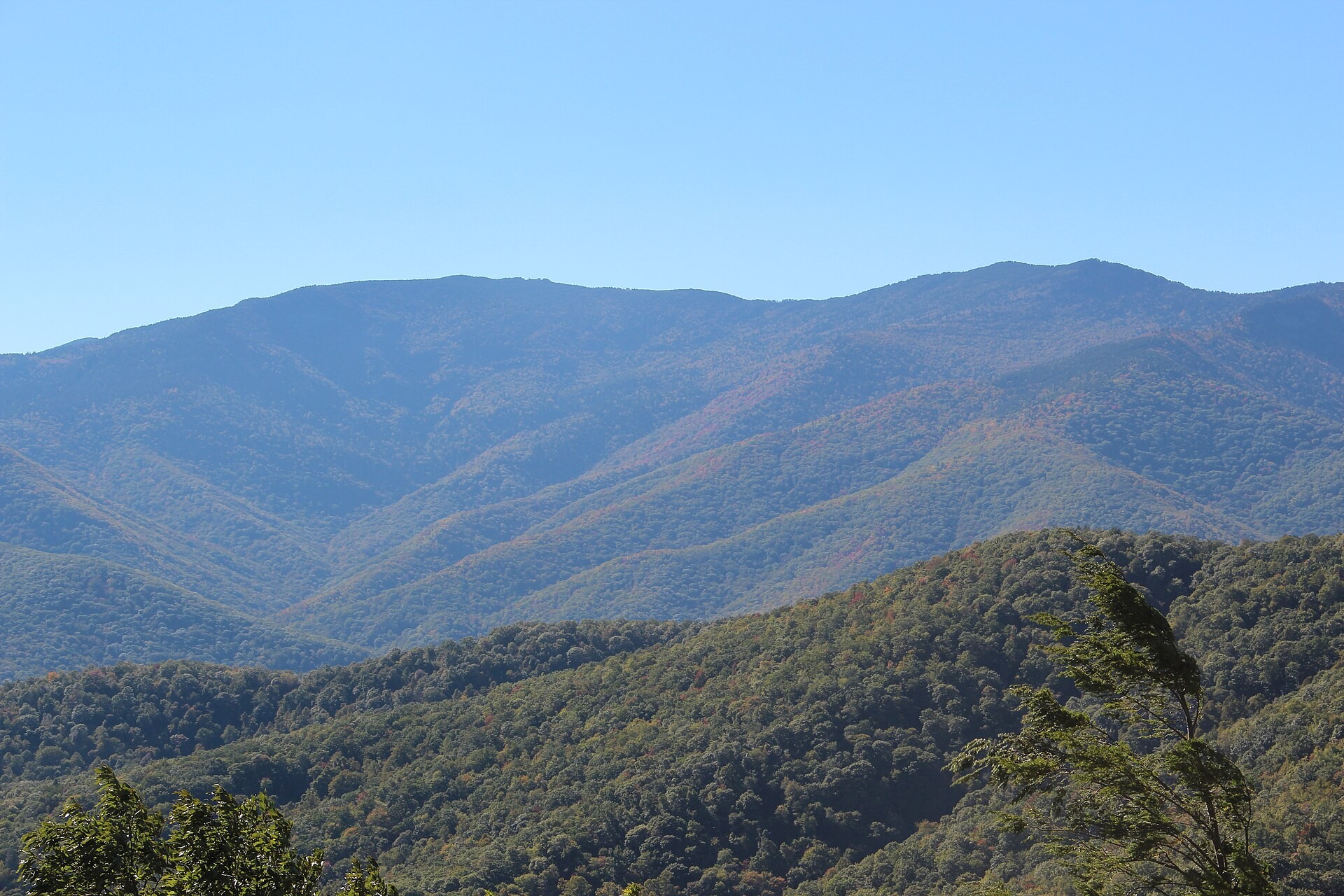 Mount Mitchell and Mount Craig rising above the Black Mountains, seen from Black Mountains Overlook