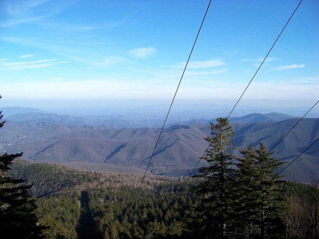 View across the Black Mountains from a trail near the Mount Mitchell summit