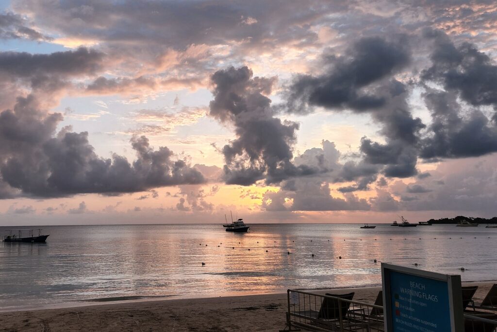 Sunset over the water at Negril, Jamaica