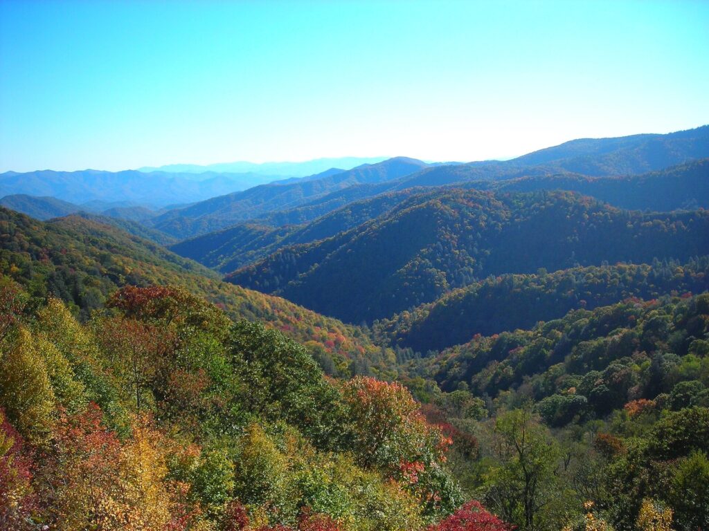 Oconaluftee Overlook along Newfound Gap Road in Great Smoky Mountains National Park in fall