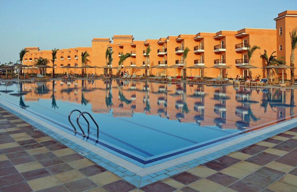 An outdoor swimming pool