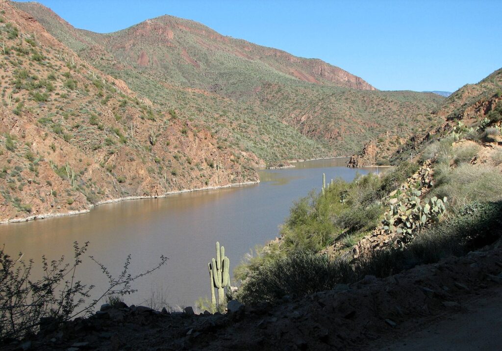 The Salt River flowing through the Arizona desert near Roosevelt Dam