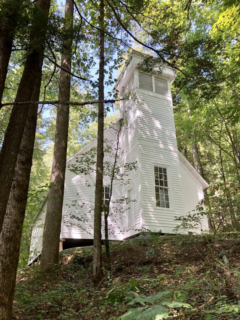 The historic Smokemont Baptist Church along Newfound Gap Road near Cherokee, North Carolina
