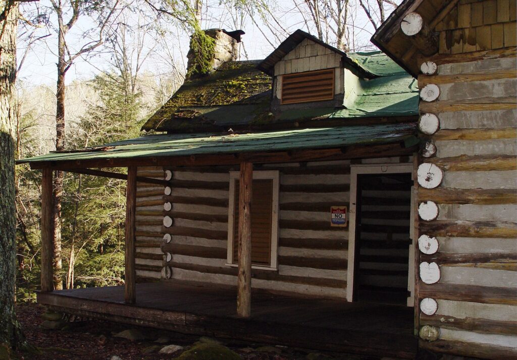 A preserved log cabin in the Daisy Town section of Elkmont