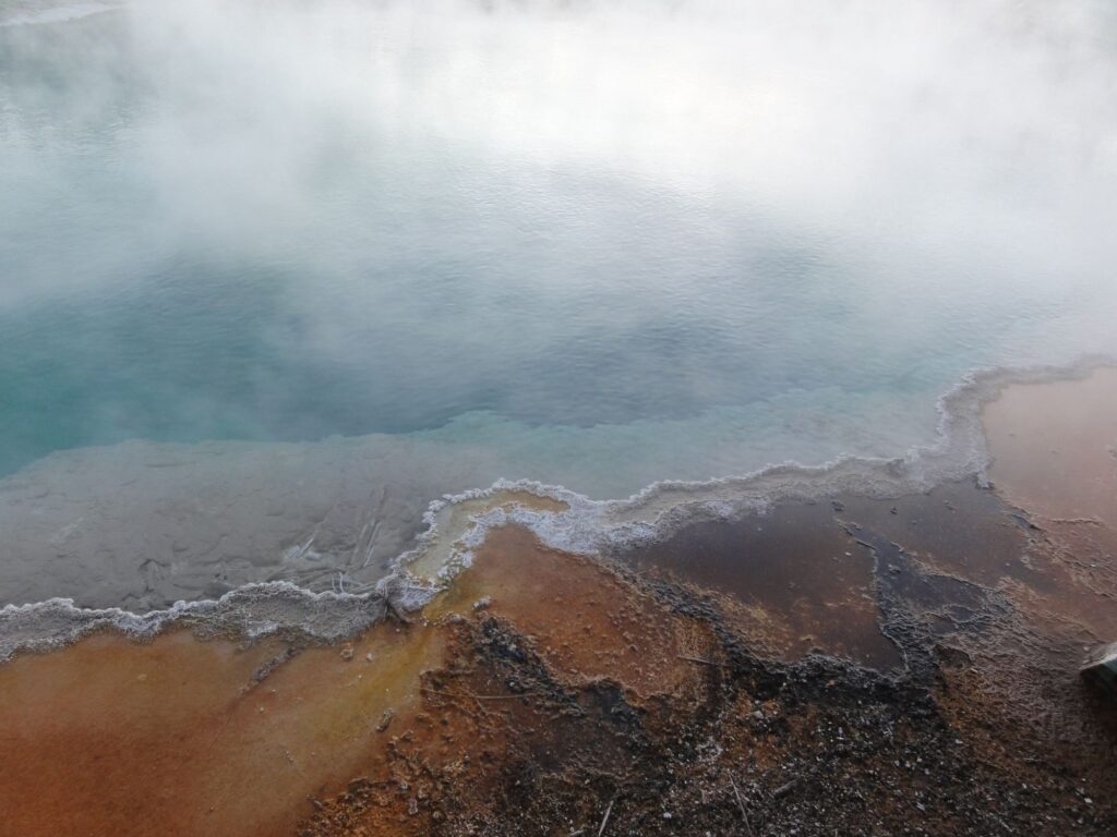 Steaming hot spring in Yellowstone National Park