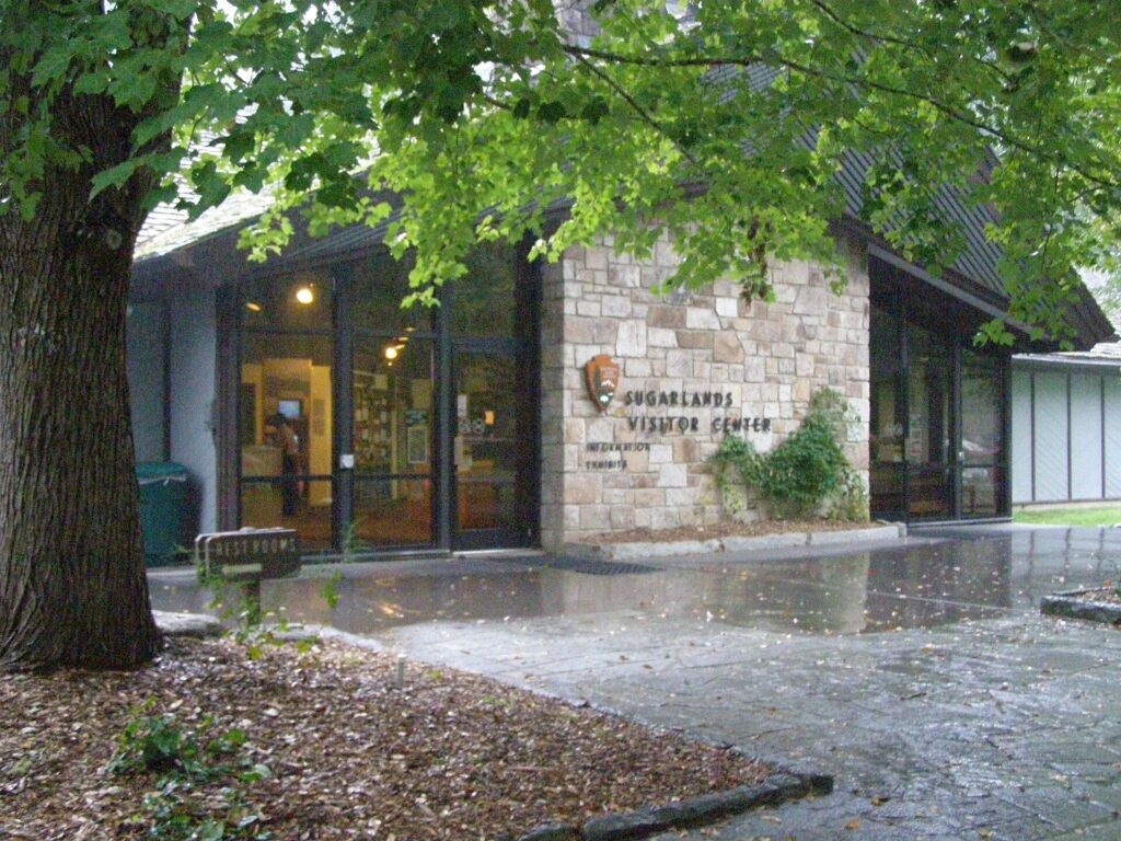 Sugarlands Visitor Center building near the Gatlinburg entrance to the park, at the start of Newfound Gap Road