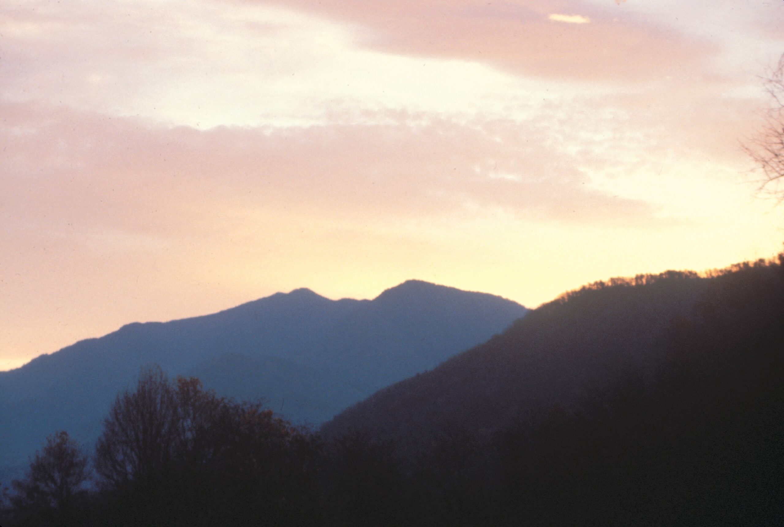 Sunrise silhouette of the Mount LeConte ridgeline in Great Smoky Mountains National Park
