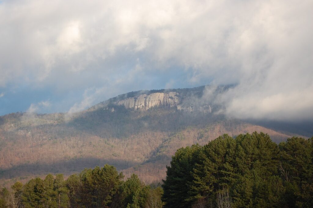 Table Rock Mountain rising above Table Rock State Park in Upstate South Carolina