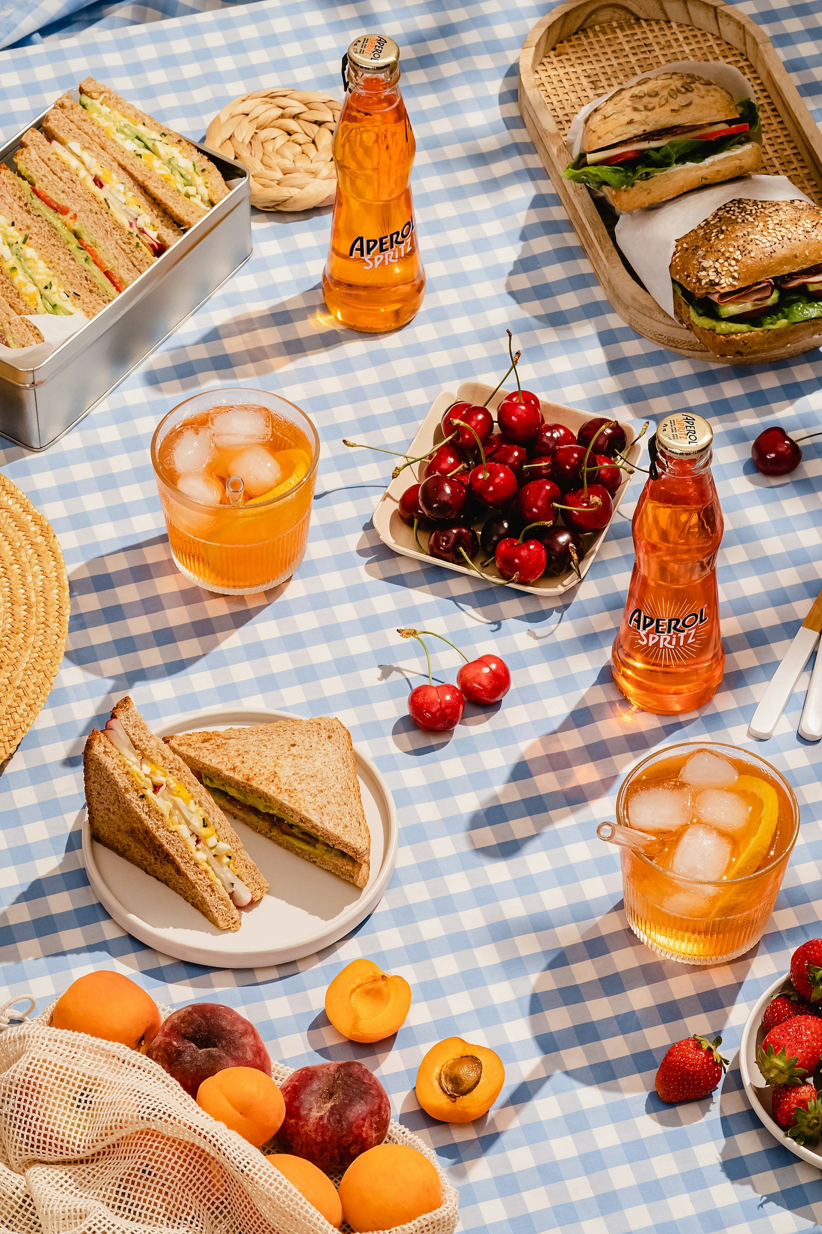 A table spread with a variety of food.