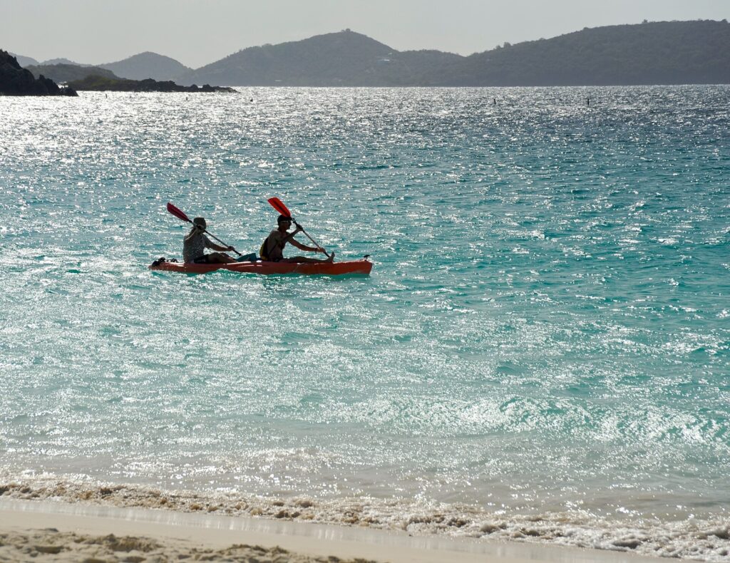 Sea kayaking on the calm water at Trunk Bay in Virgin Islands National Park