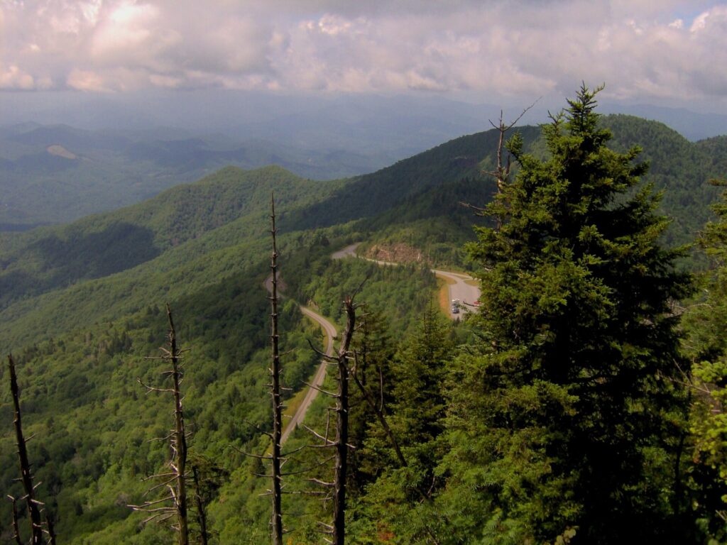 The view from the Waterrock Knob summit trail on the Blue Ridge Parkway