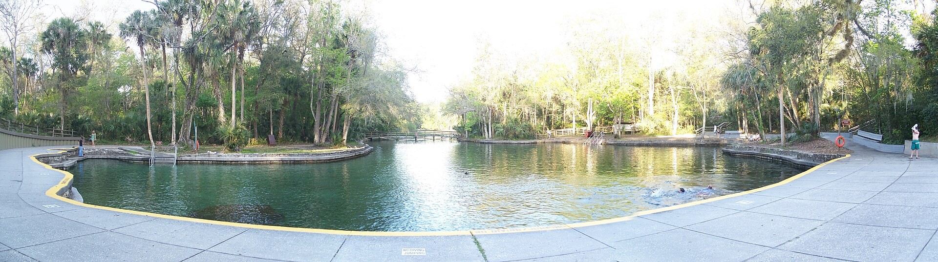 Panoramic view of the spring-fed swimming area at Wekiwa Springs State Park