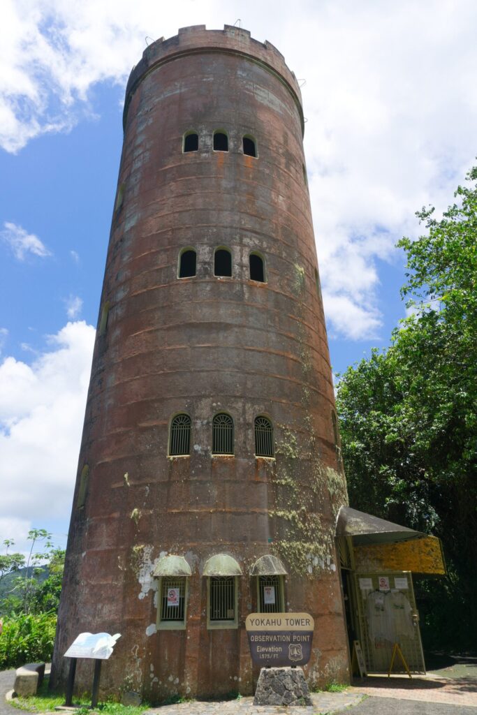 The stone Yokahú Tower rising above the forest canopy in El Yunque National Forest