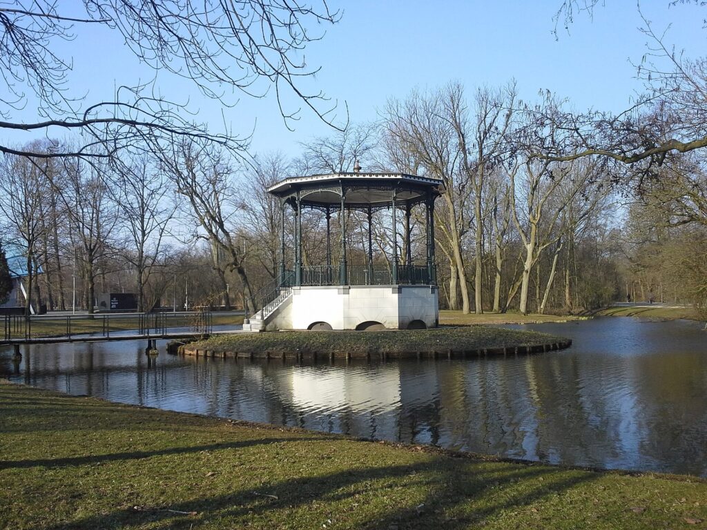 Pavilion on a small island in the Vondelpark in Amsterdam