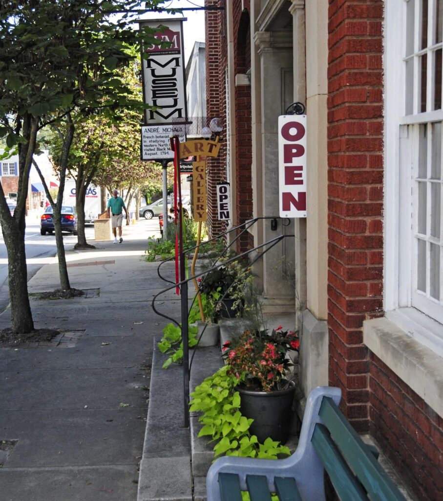 Storefronts in the downtown historic district of Black Mountain, North Carolina