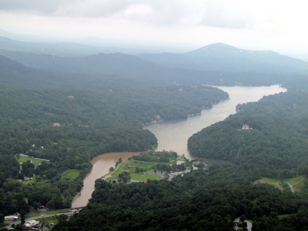 Chimney Rock above Lake Lure in Chimney Rock State Park, North Carolina