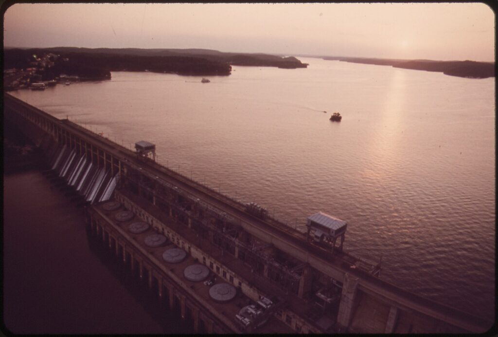 Bagnell Dam and the Osage River at Lake of the Ozarks, Missouri