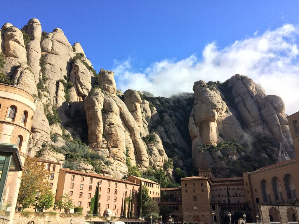 Montserrat monastery set against the jagged mountain above Barcelona