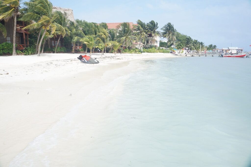 Beach and shoreline at San Pedro on Ambergris Caye, Belize