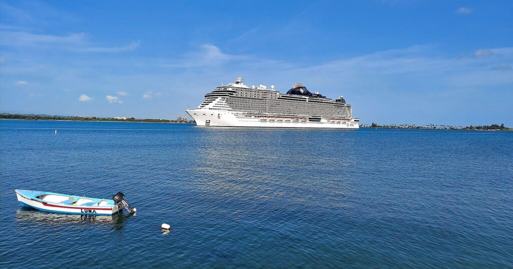 Cruise ship entering San Juan Harbor, Puerto Rico