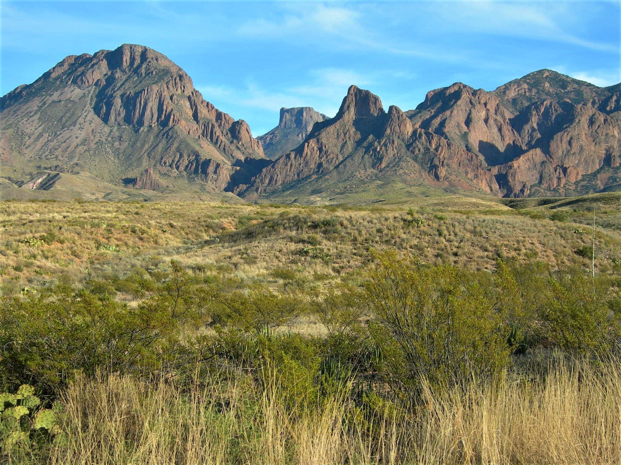 Chisos Mountains rising above the desert in Big Bend National Park, Texas