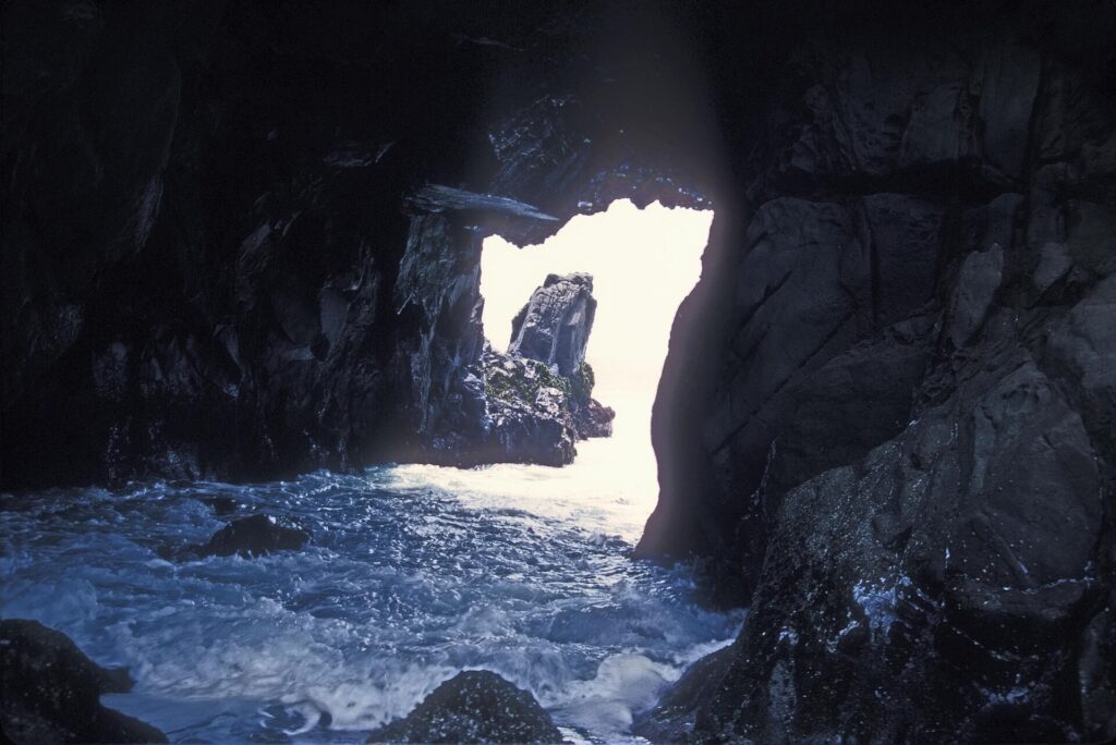 Sea arch in the rock formations at Pfeiffer Beach, Big Sur
