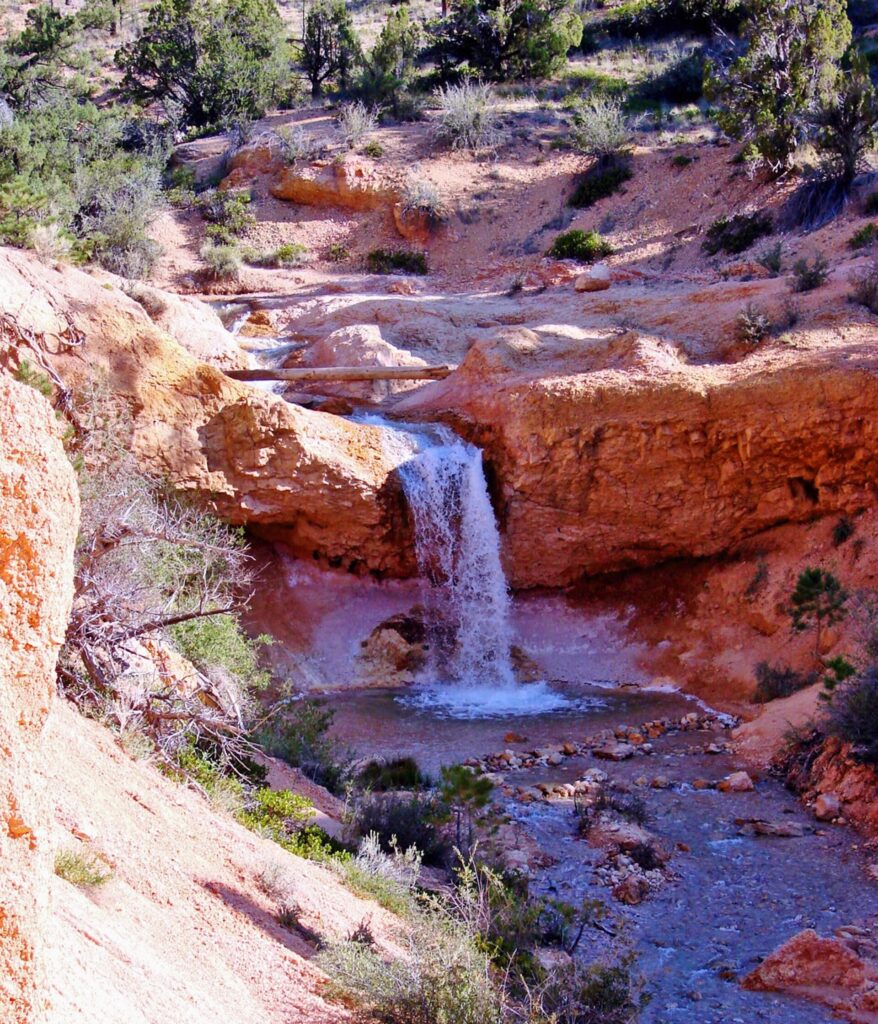 Small waterfall on Mossy Cave Trail near Bryce Canyon National Park, Utah