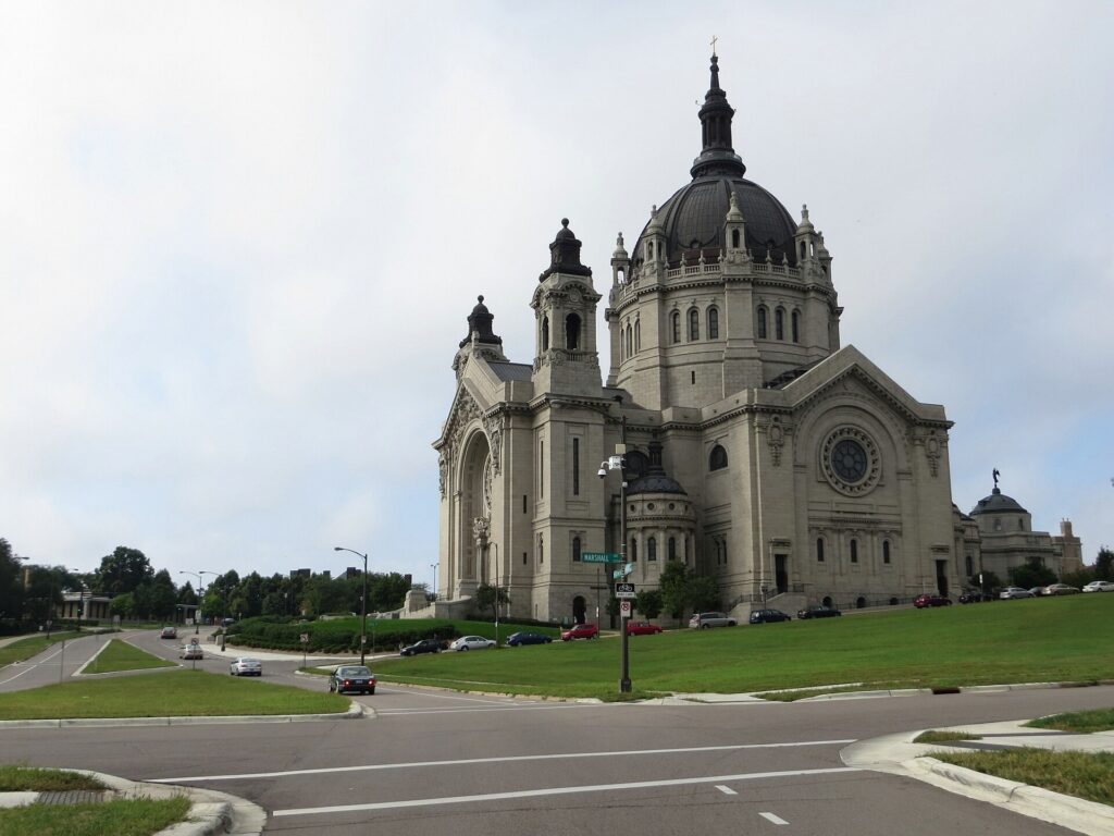 Exterior of the domed Cathedral of Saint Paul in St. Paul, Minnesota