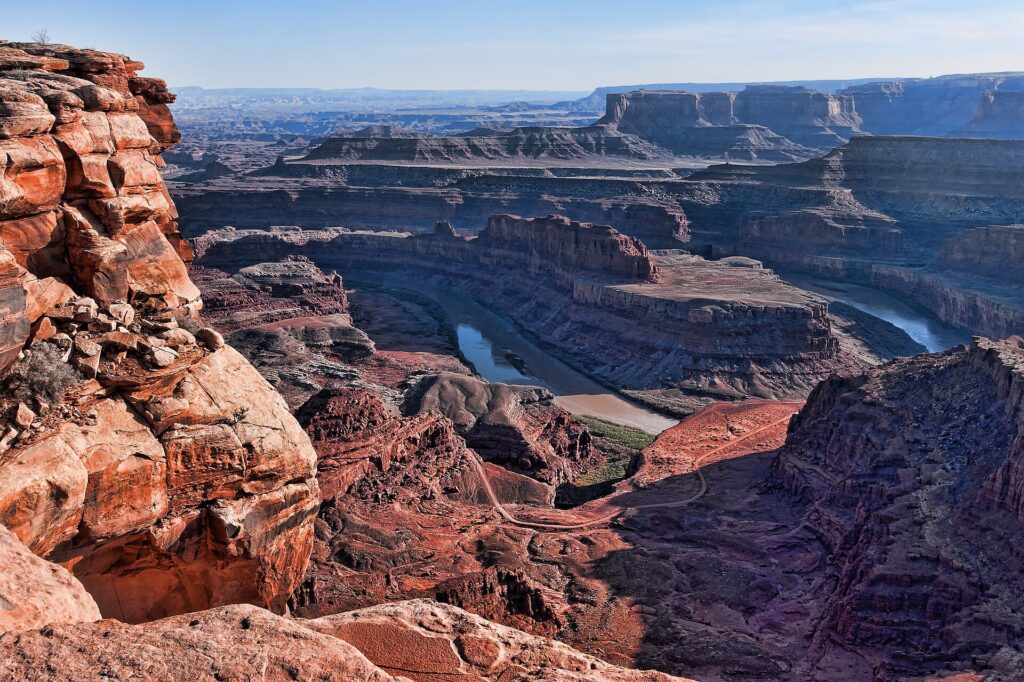 Colorado River gooseneck seen from the Dead Horse Point overlook in Dead Horse Point State Park, Utah
