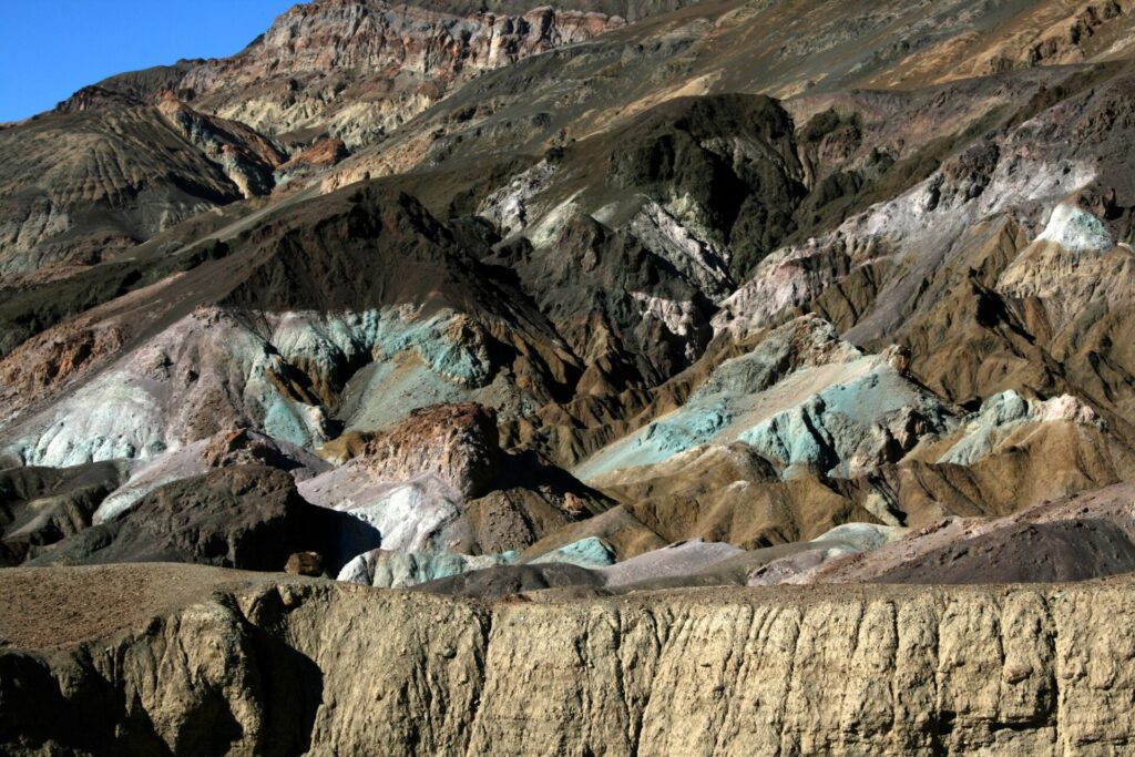 Colorful volcanic hillside at Artist’s Palette along Artists Drive in Death Valley National Park