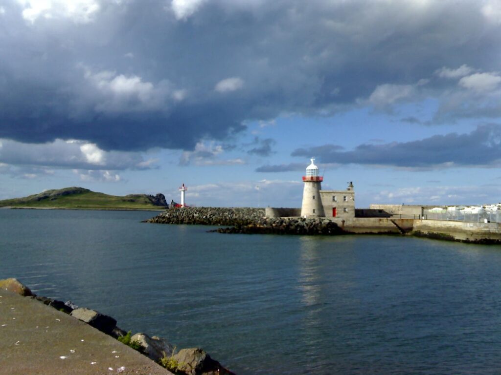 Lighthouse on the pier at Howth Harbour in County Dublin