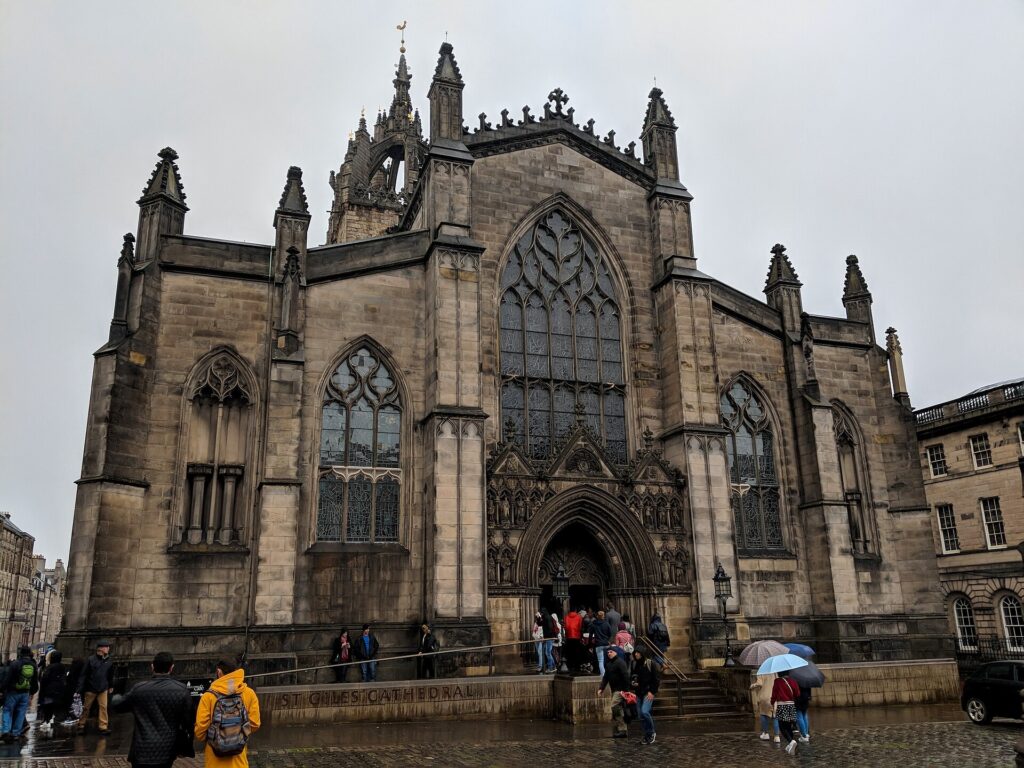 St Giles' Cathedral crown spire on the Royal Mile in Edinburgh
