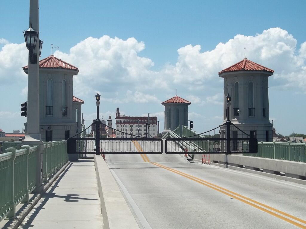 The towers and roadway of the Bridge of Lions in St. Augustine, Florida